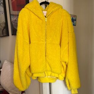 Selkie Sunshine Yellow Faux Fur Zip Hoodie
